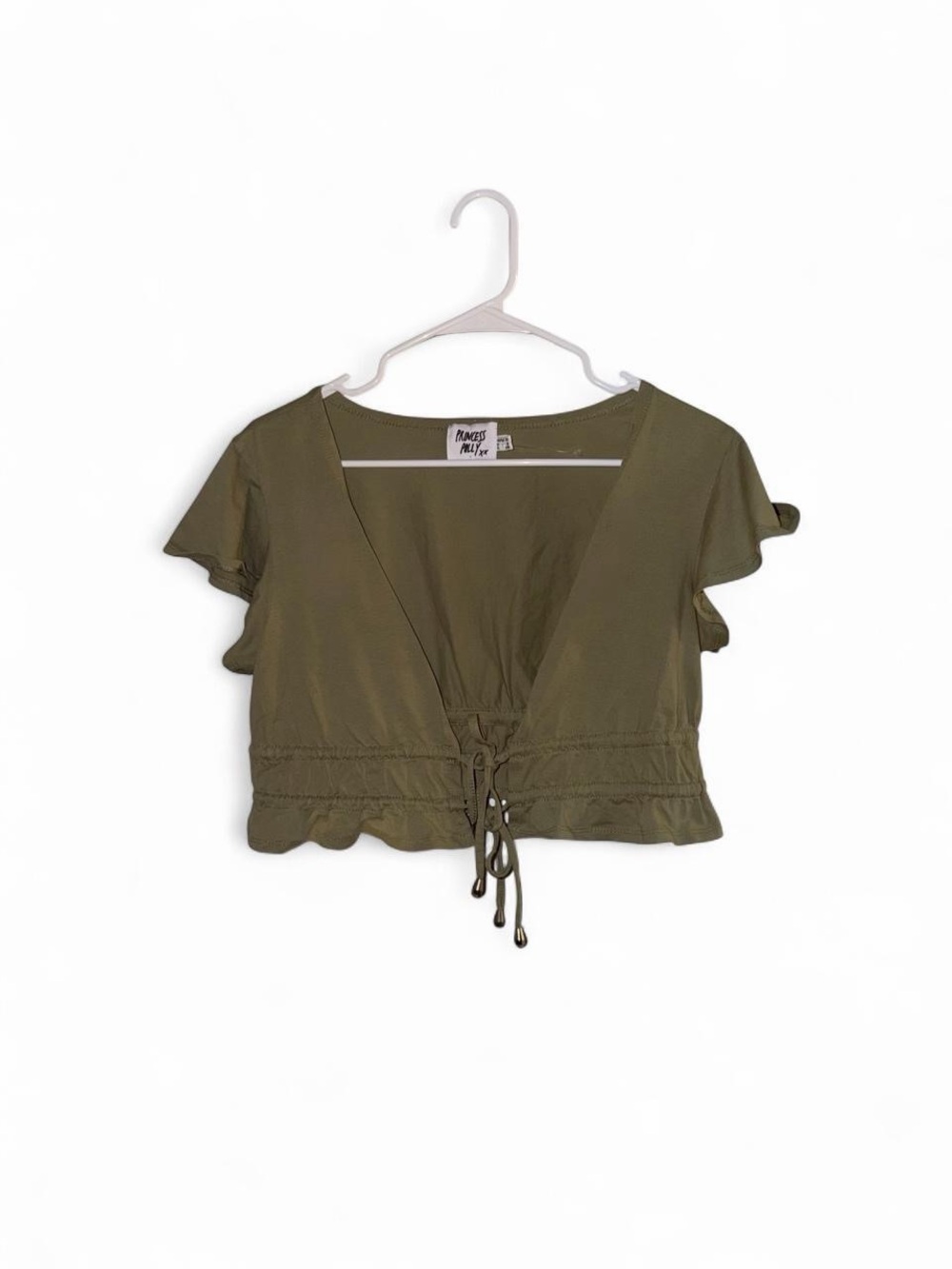 Princess Polly Olive Green Lace-Up Crop Top